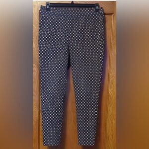Women's Talbots Pull On Blue Chinos with Geometric Pattern, Size 10